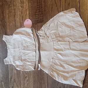 Girls Beige Skirt And Tank Top Matching Set